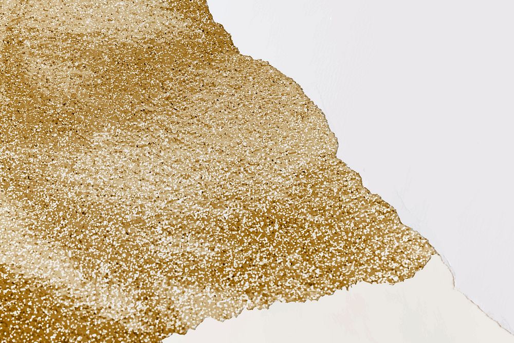 Ripped paper border frame vector gold handmade glittery background