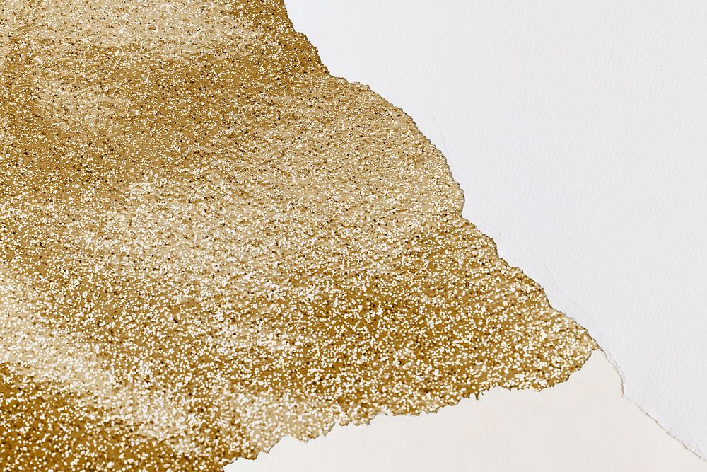 Ripped paper border frame gold handmade glittery background