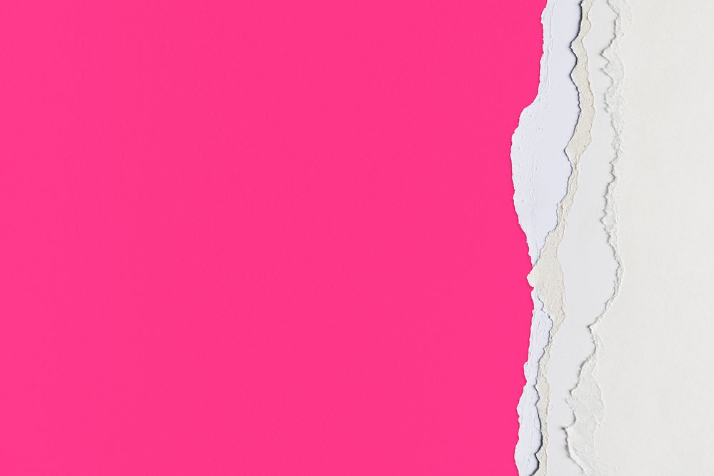 Ripped paper border in pink on handmade colorful background