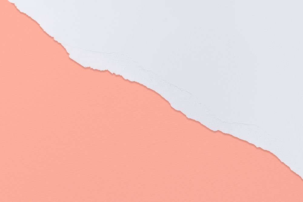 Ripped paper border in coral on handmade colorful background