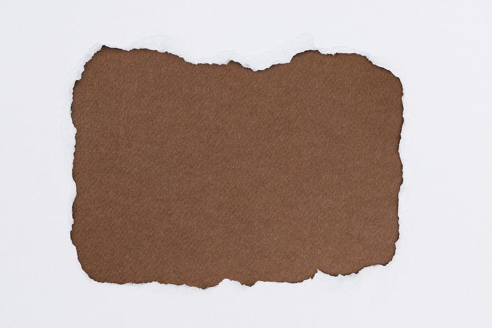 Torn brown paper craft frame diy earth tone background