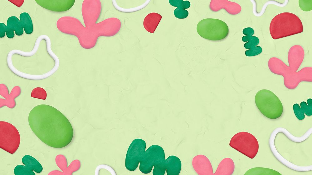 Kids clay patterned frame on green textured background creative craft for kids