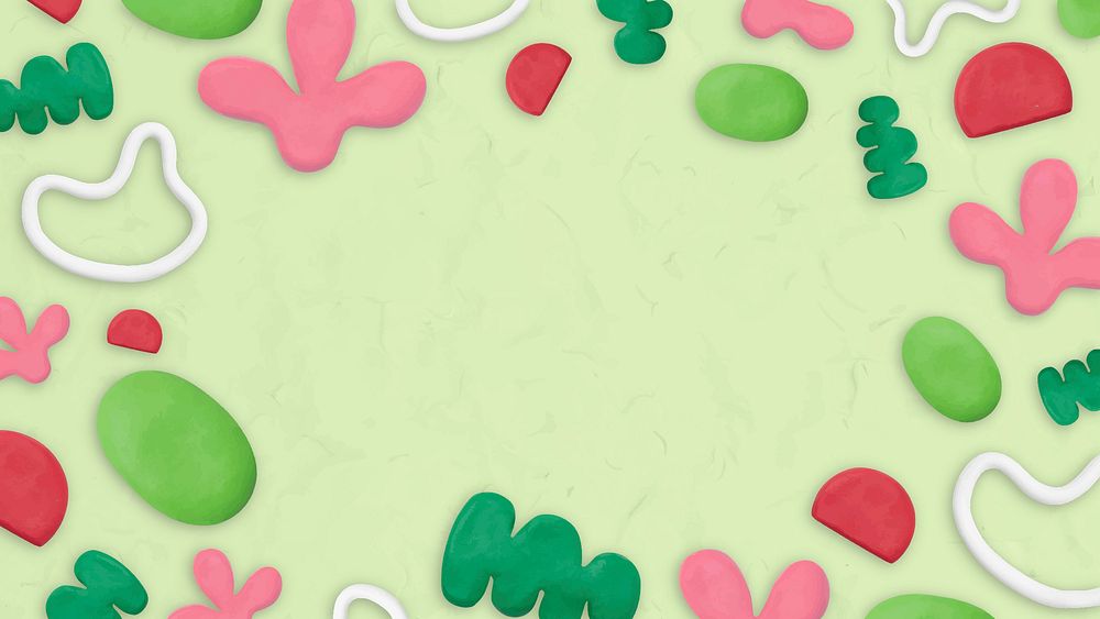 Kids clay patterned frame vector on green textured background creative craft for kids