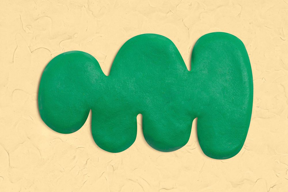 Abstract shape clay craft psd irregular textured shape in green DIY creative art