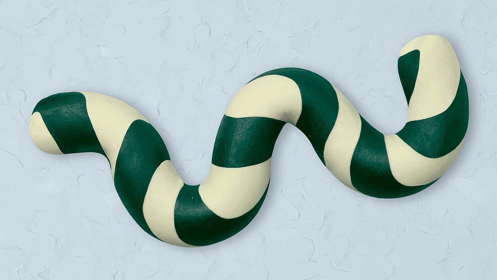 Clay wavy striped shape vector in green handmade creative art