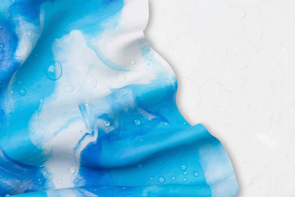 Blue tie dye border vector on plasticine clay textured aesthetic background DIY creative art