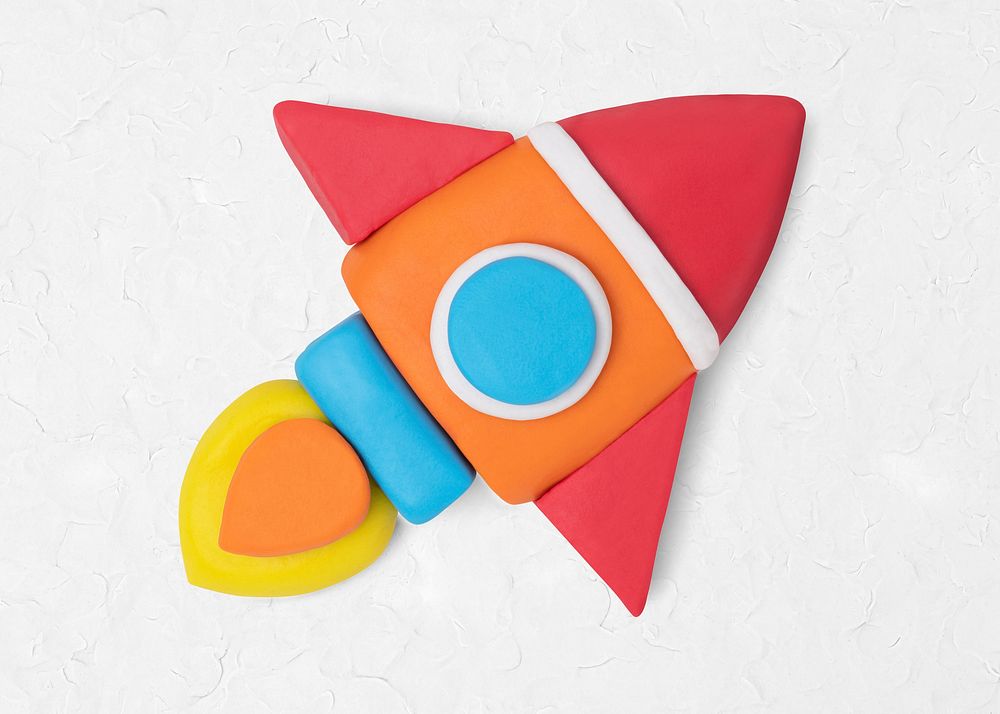 Space rocket clay icon cute handmade education creative craft graphic
