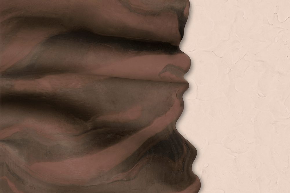 Brown tie dye border on plasticine clay textured aesthetic background DIY creative art