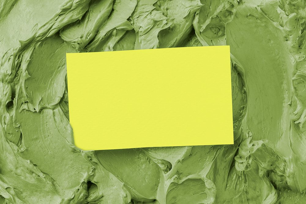 Green frosting texture background with business card