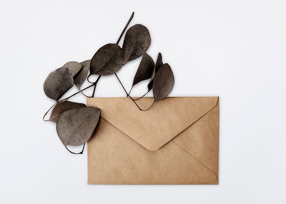Brown letter envelope stationery on the table