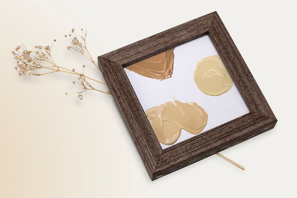 Wooden picture frame with aesthetic dried flower