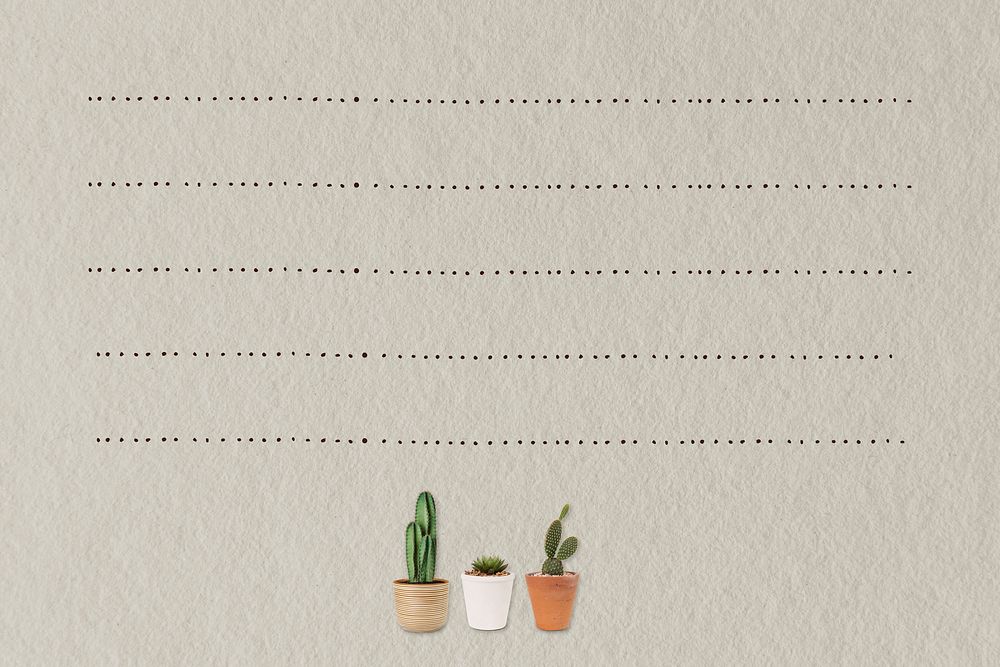 Paper note background with cactus plants
