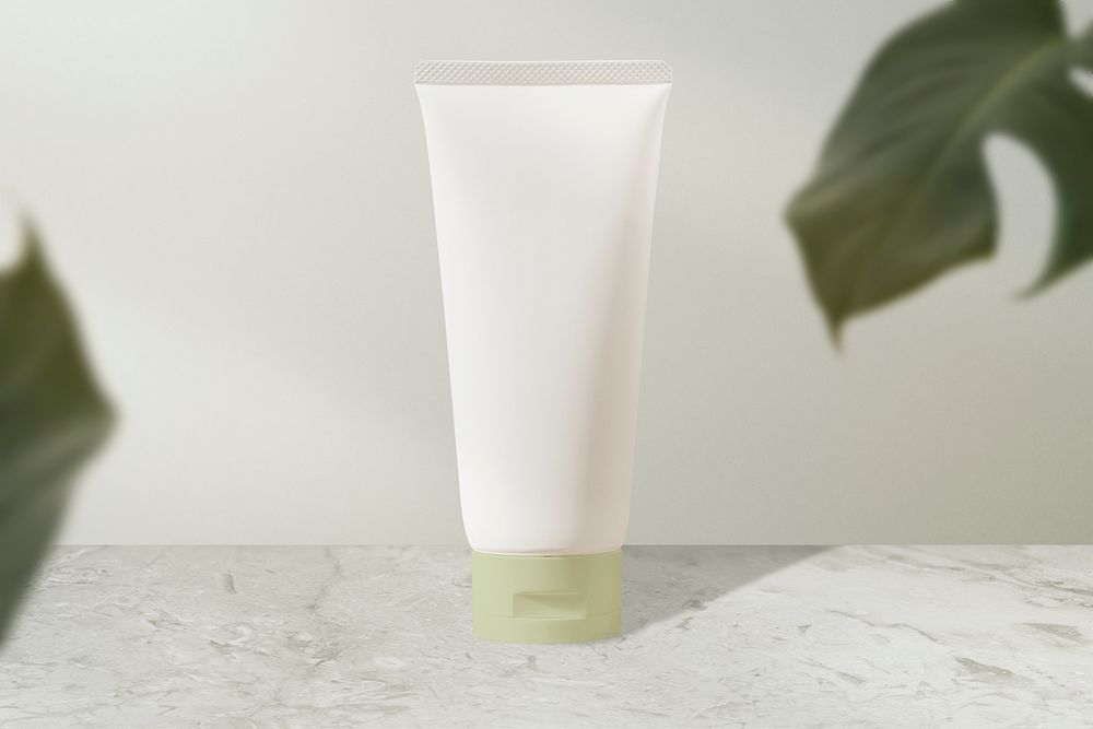 White face cream tube, beauty product 