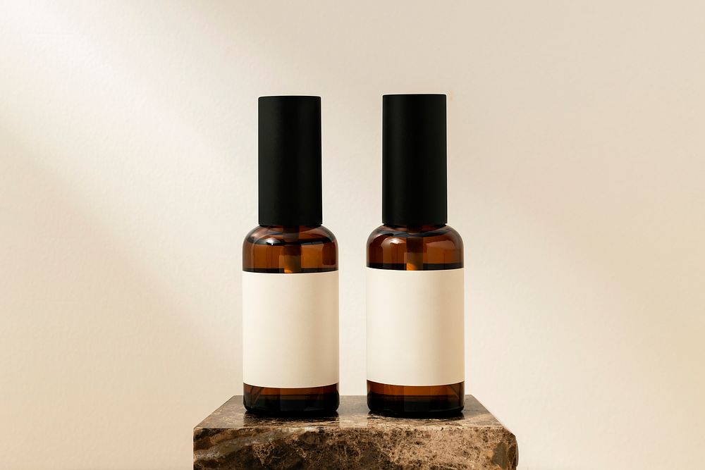 Essential oil spray bottle, unlabeled aromatic beauty product