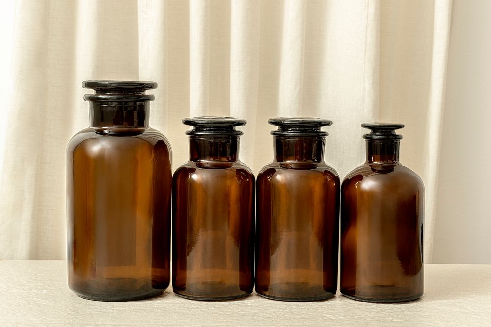 Vintage brown medicine bottles