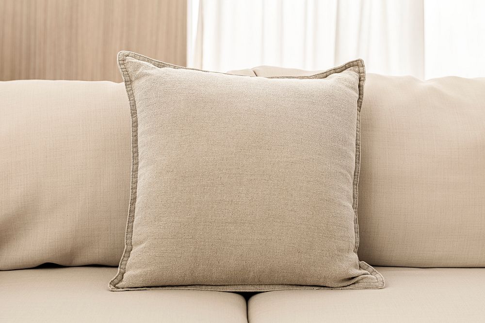 Living room sofa cushion, minimal interior design 