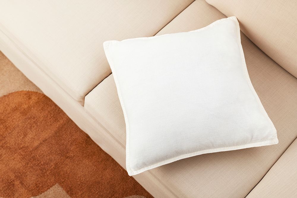 Living room sofa cushion, minimal interior design 