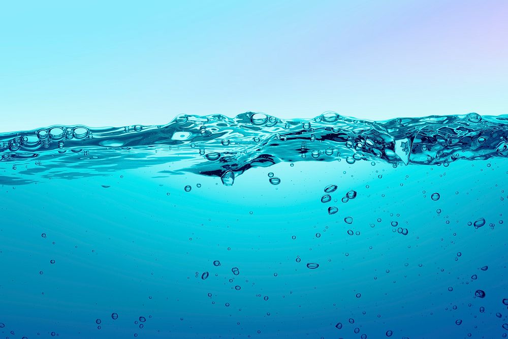 Clean water background, blue transparent liquid vector