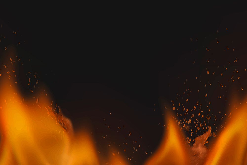Dark flame background, fire border realistic image vector