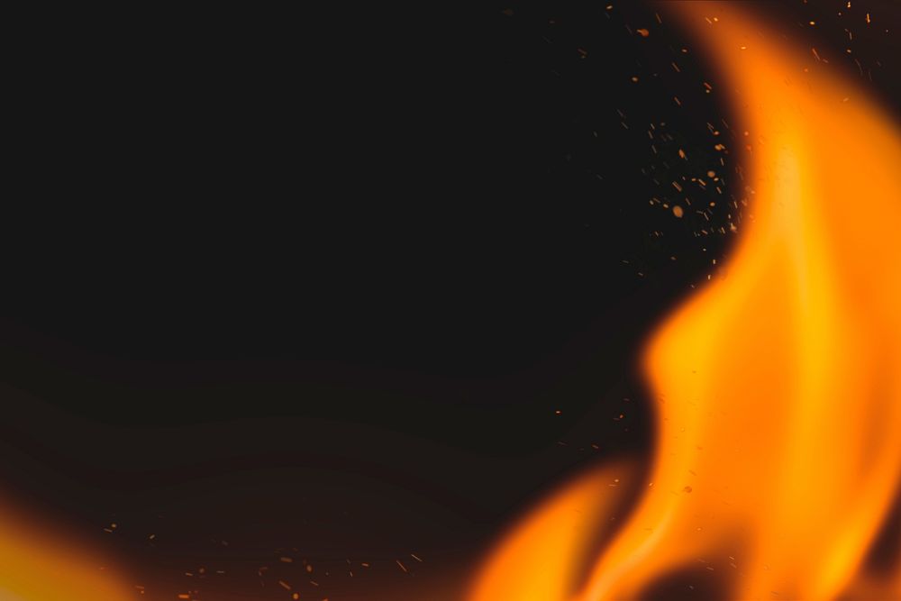 Dark flame background, border realistic fire image psd