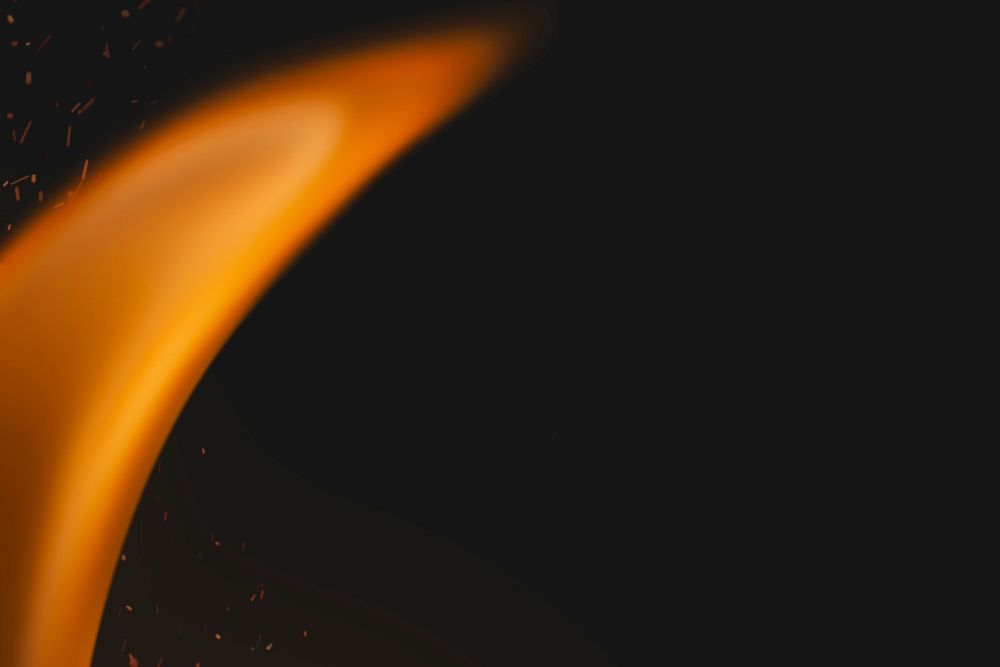 Fire sparks background, realistic flame border, black design space psd