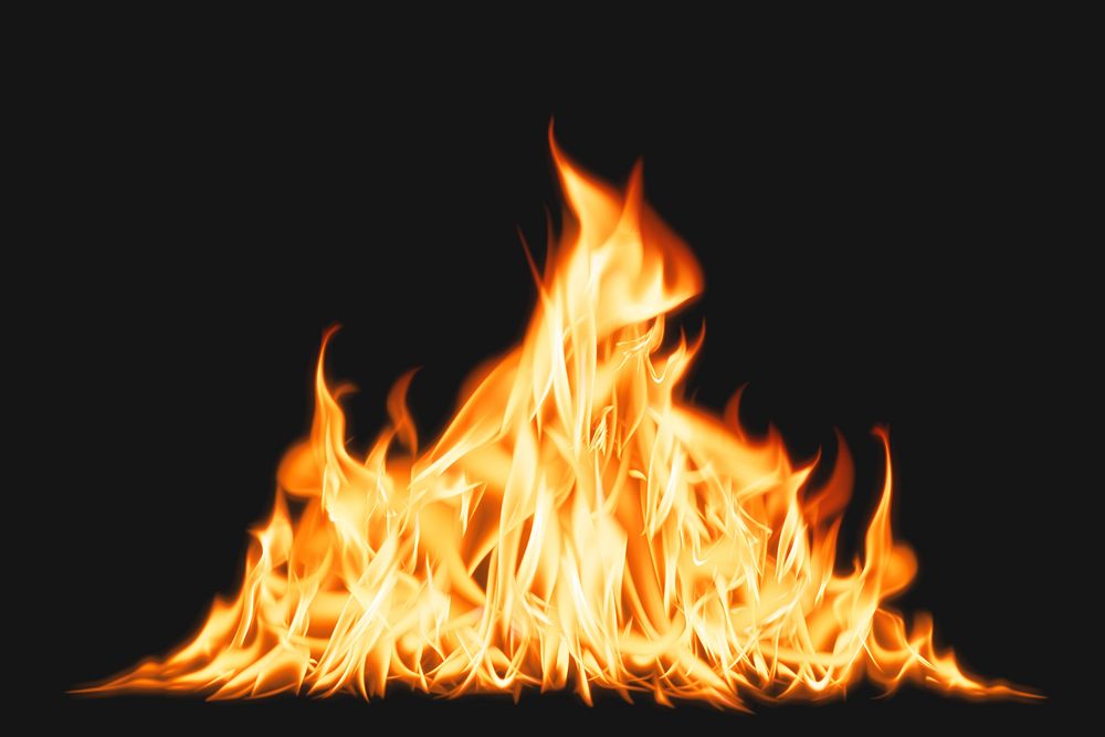Bonfire flame element, realistic burning fire image