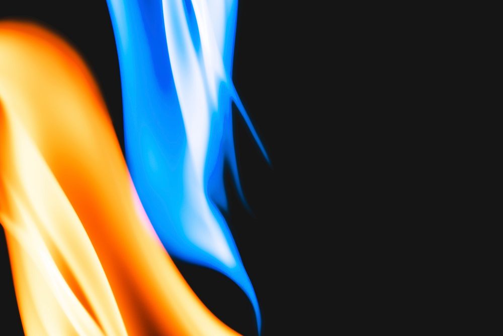 Burning blue flame background, fire border realistic image