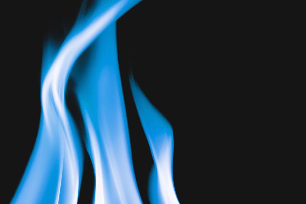 Burning blue flame background, fire border realistic image