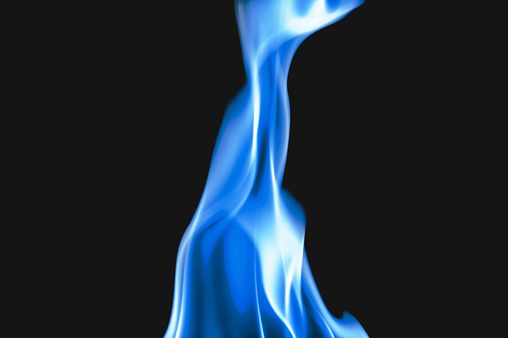 Blue flame background, fire realistic psd dark image
