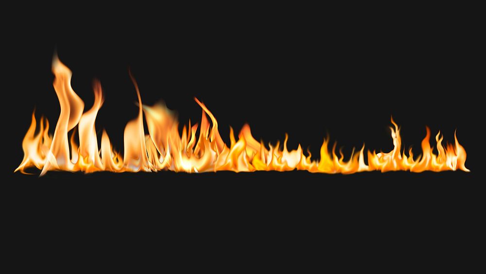 Burning flame border sticker, realistic fire image psd