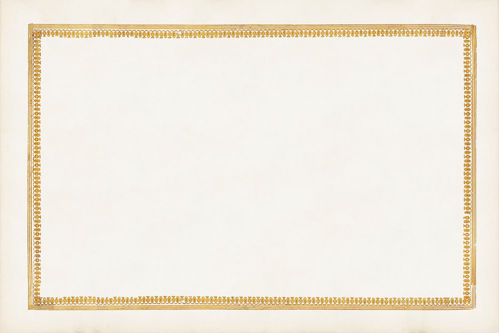 Classic gold border frame psd, off white background