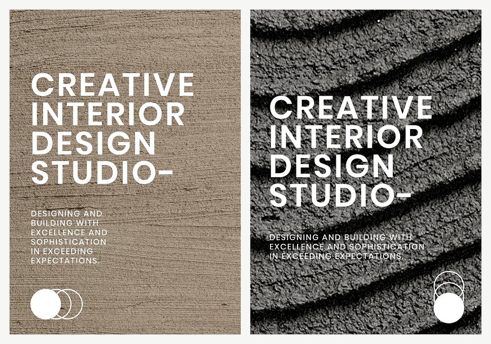 Minimal textured poster template vector for interior company dual set