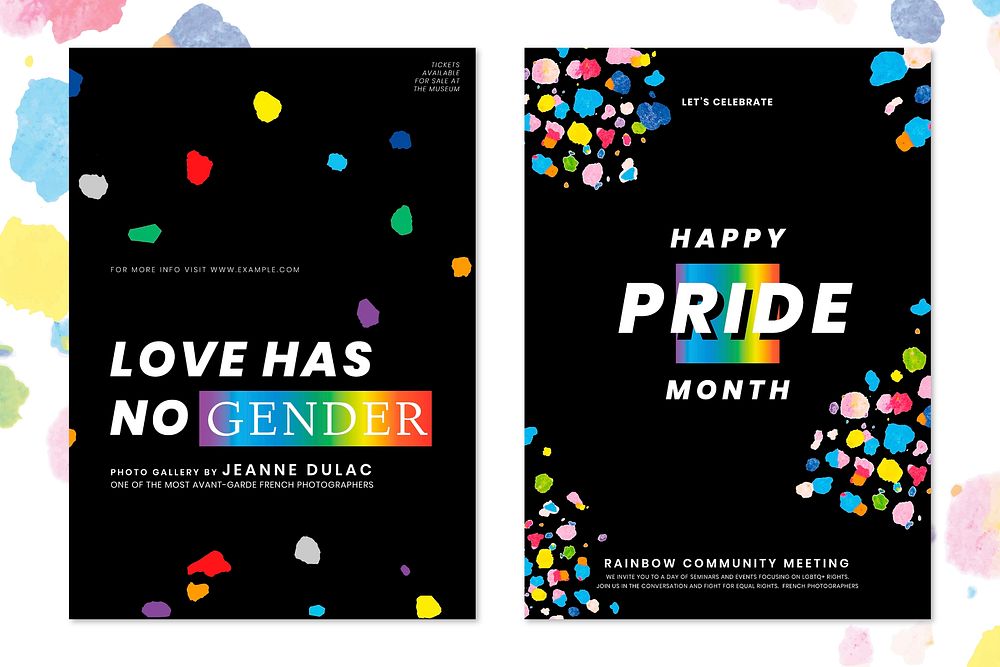 LGBTQ pride month template vector set with wax melted crayon art