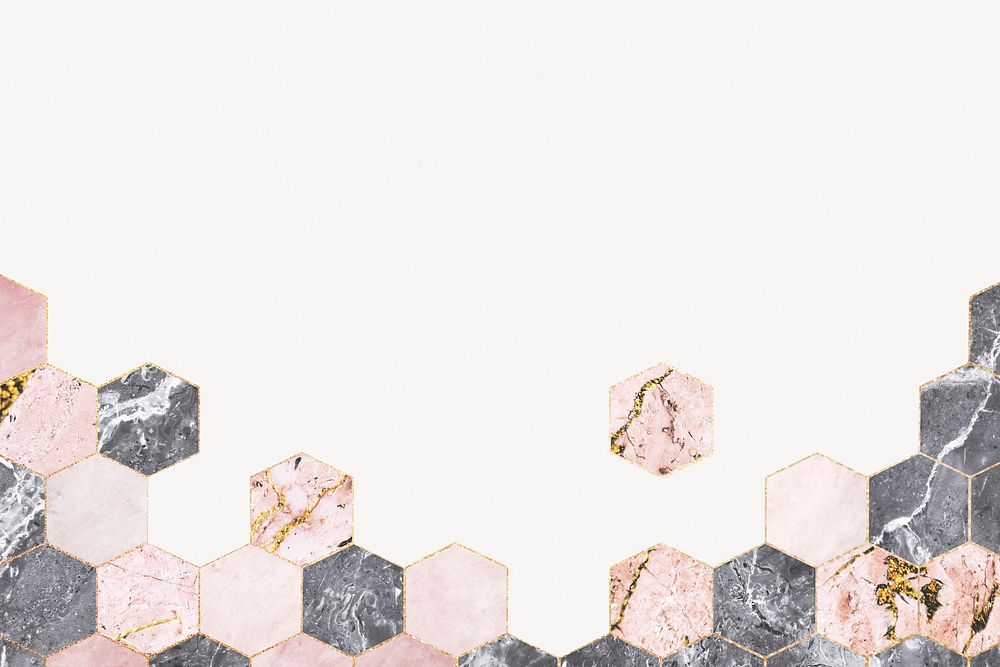 Luxury hexagon tile collage element, off white design psd