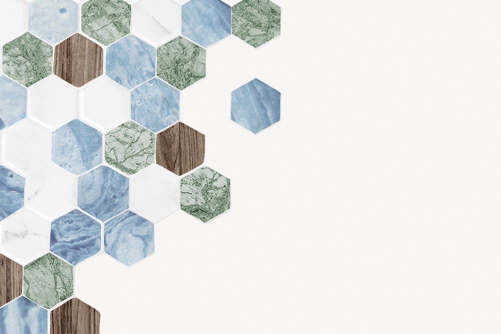 Hexagon tile collage element, off white design psd