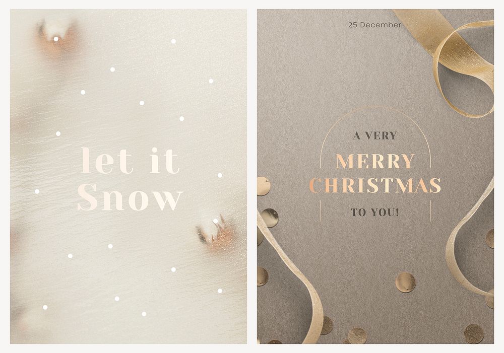 Christmas greeting poster template vector set