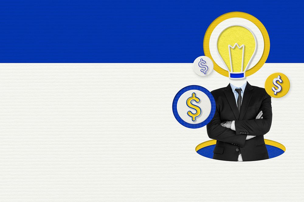 Creative businessman lightbulb background psd growth marketing theme remixed media