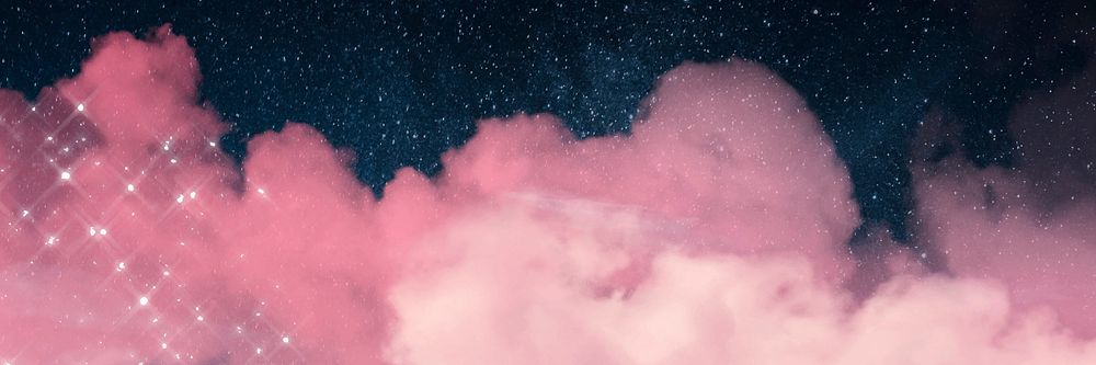 Galaxy background vector with pink clouds