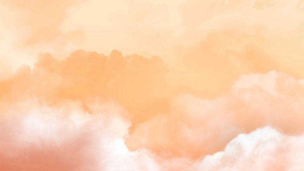 Orange sky background vector with clouds