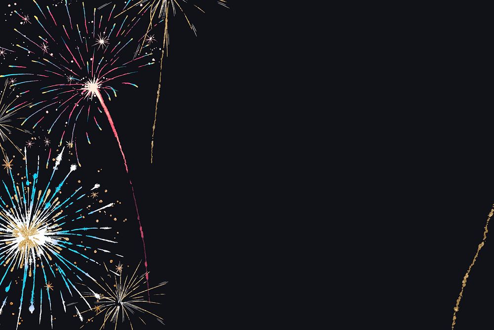 Celebration background vector with shiny fireworks border