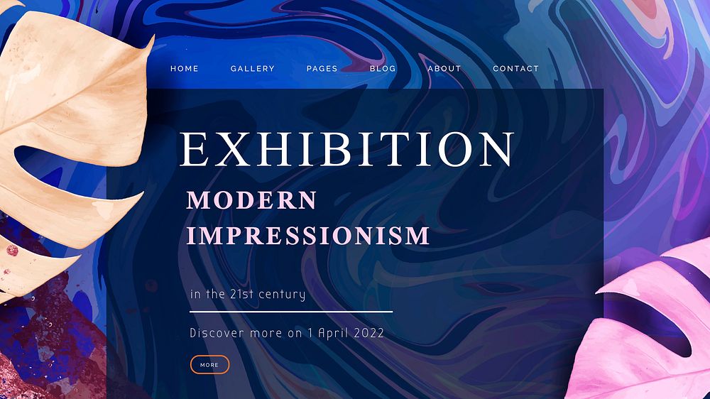Fluid art banner template vector with art exhibition text