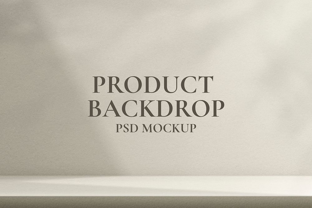 Aesthetic product backdrop mockup psd with leaf shadow in white minimal style