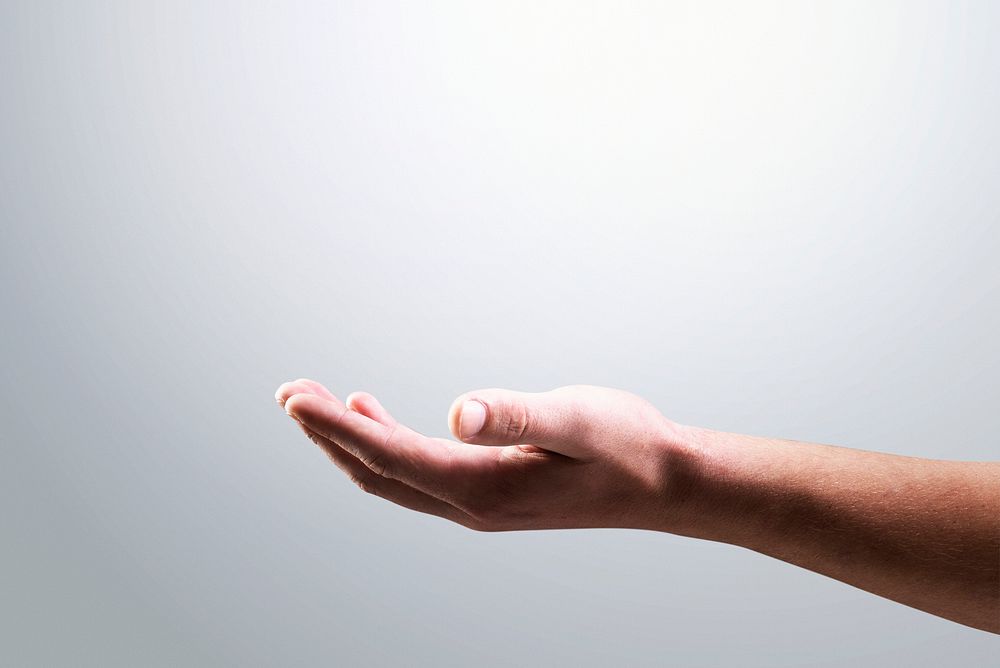 Isolated hand background showing invisible object gesture