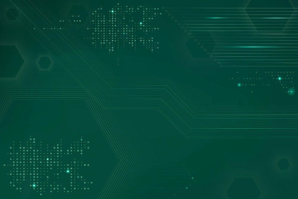 Green data technology background psd with circuit board