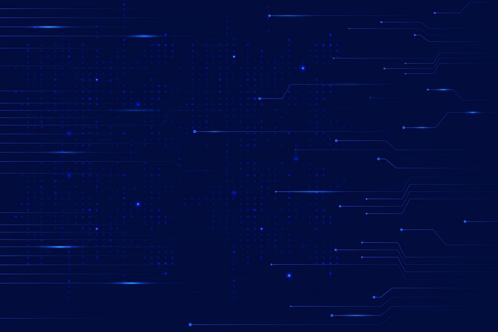 Blue data technology background vector with circuit lines