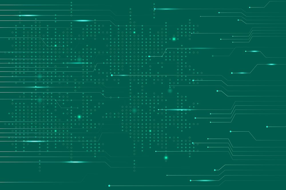 Green data technology background vector with circuit lines