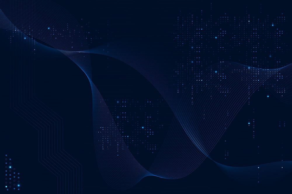 Blue futuristic waves background psd with computer code technology