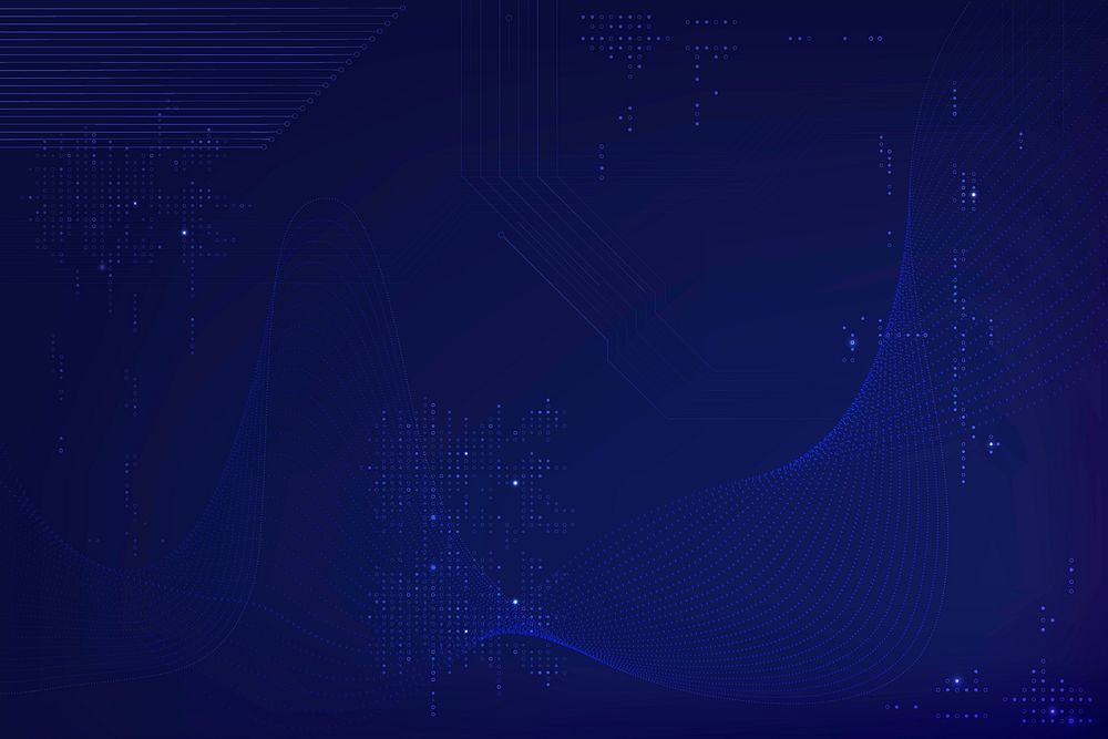 Blue futuristic waves background vector with computer code technology