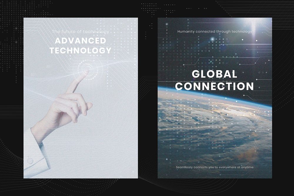 Advanced technology innovation template vector global connection poster