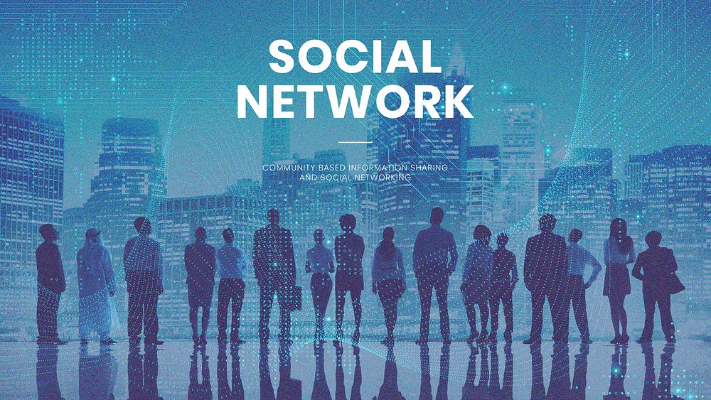 Social network technology template vector computer business presentation